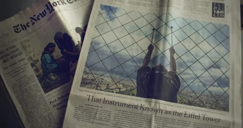 Newspaper article about the Eiffel Tower music